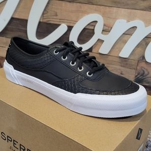 Sperry Women's Soletide Black Leather Sneaker Size 9